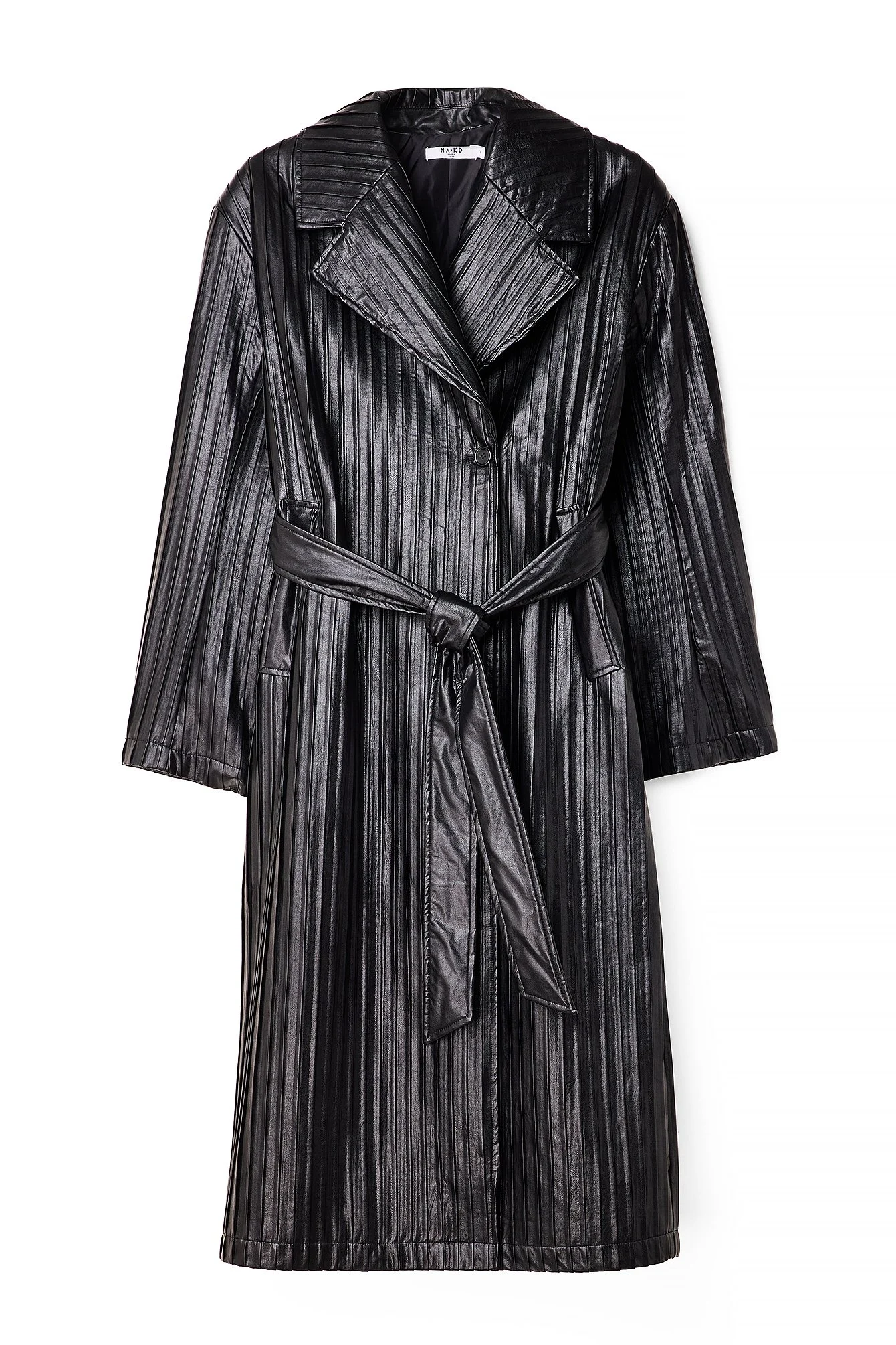 Oversized PU-Trenchcoat mit Plissé-Detail