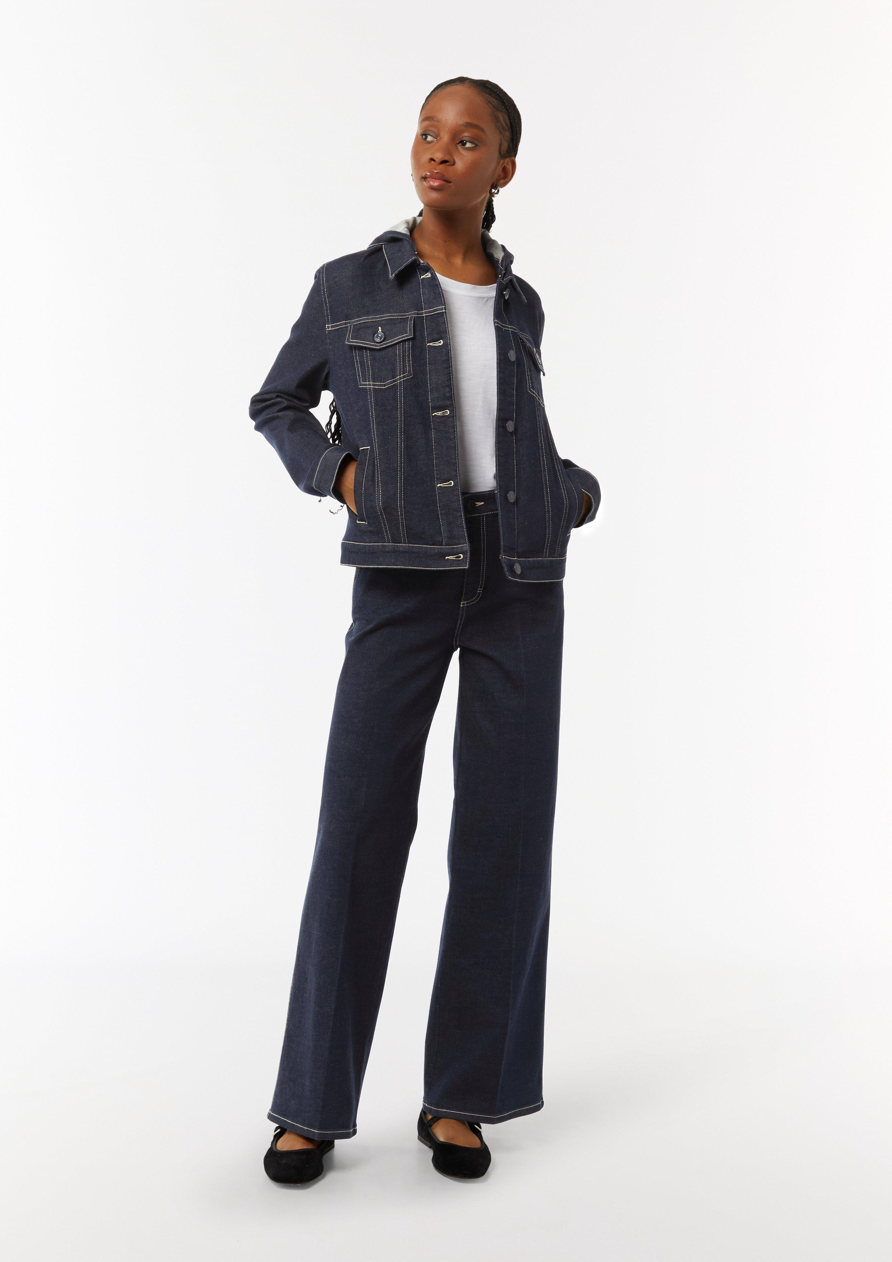 Jeansjacke mit abnehmbarer Kapuze - navy