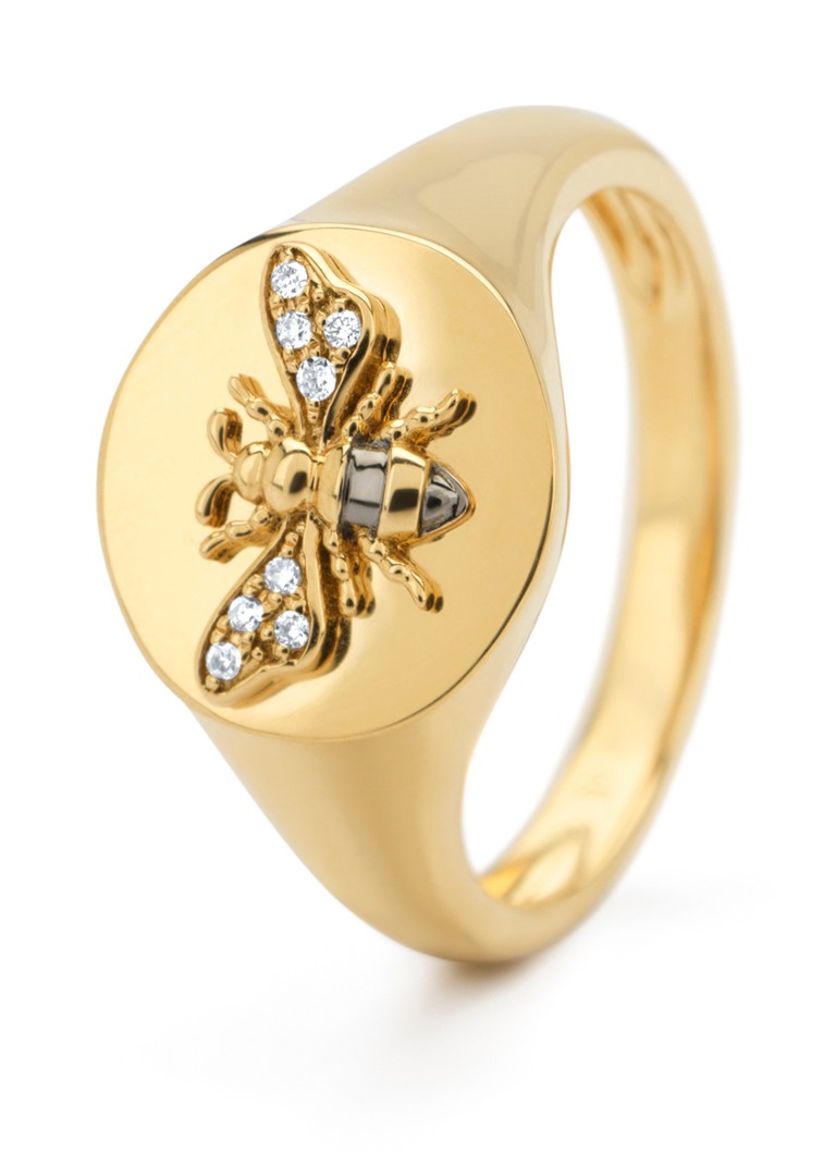 Inel cu vârf de diamant din aur galben, diamant de 0.03ct, Regina Albină