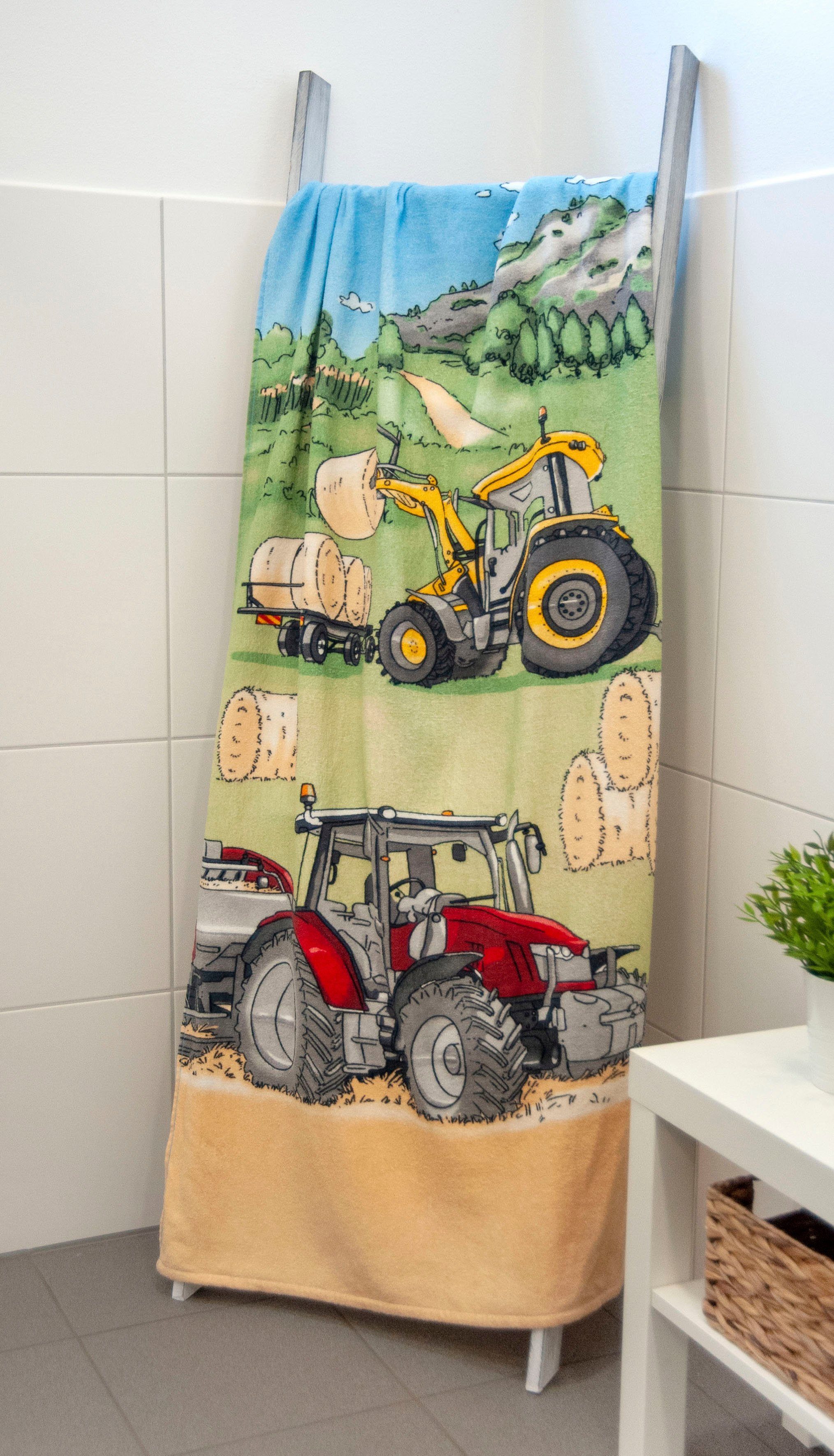 Herding Young Collection Badetuch Traktor, Velours (1-St), hochfarbig bedruckt