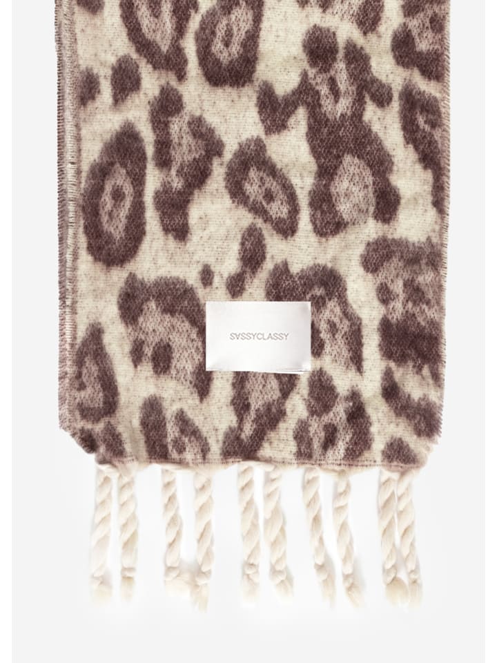 SASSYCLASSY Schal mit Leo-Print in Offwhite günstig kaufen onesize
