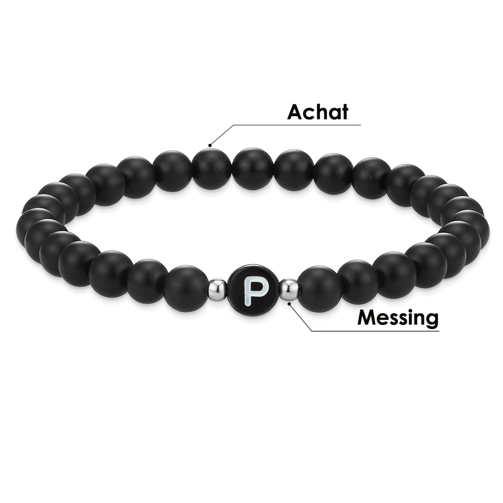 EASTSIDE Bracelet en pierres précieuses Lettres Agate en Noir Bracelet