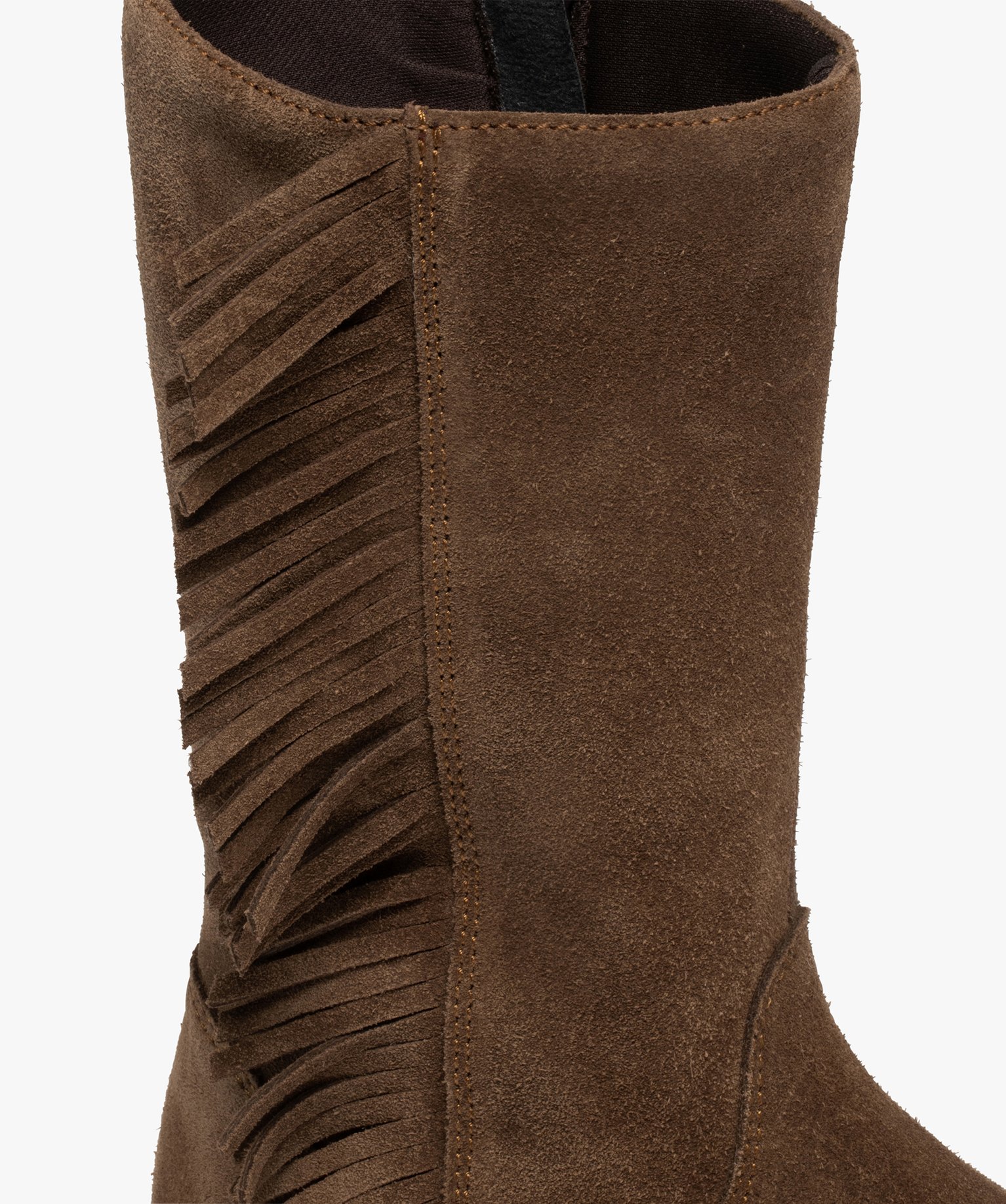 Bottes fille dessus cuir retourné avec franges | GEMO