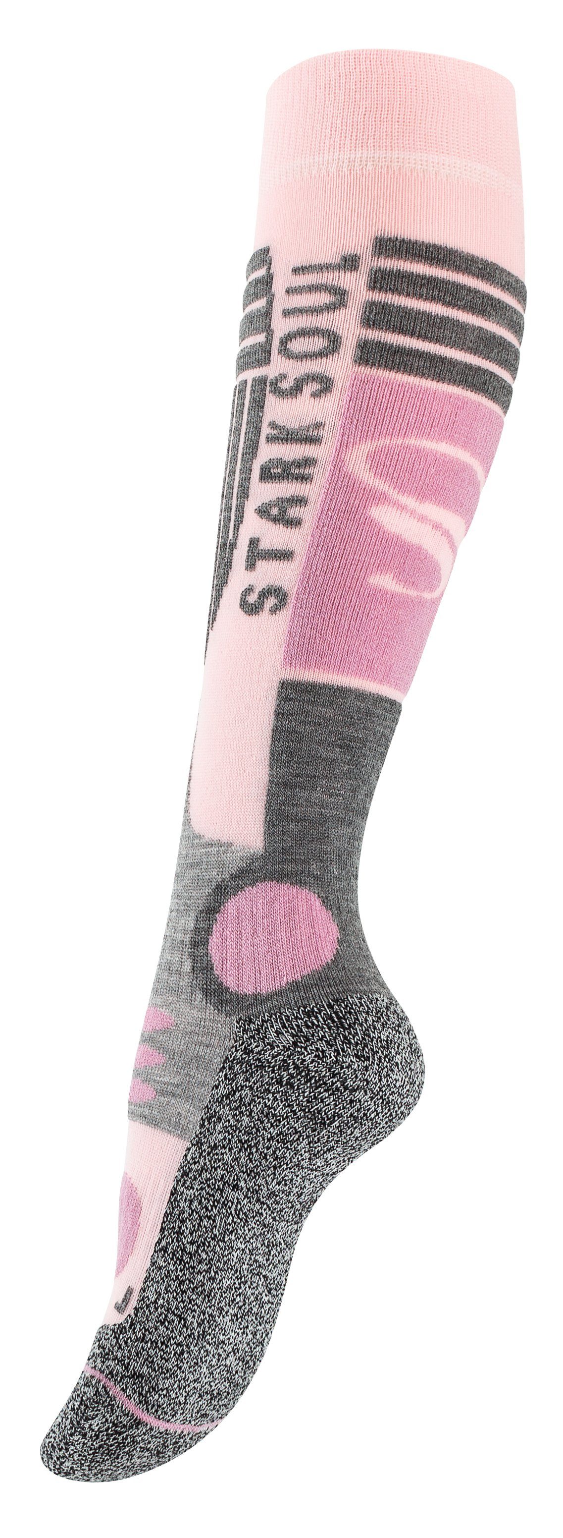 Stark Soul® Skisocken Ski & Snowboard Socken, Skistrümpfe mit Spezialpolsterung, 2 Paar 2er-Pack, Dehnungszonen an Knöchel und Spann, Doppelbündchen, weiche Zehennaht, weiche Polsterungen