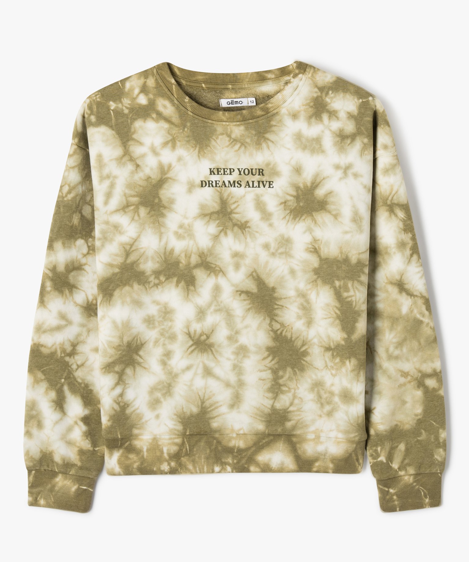 Sweat molletonné effet tie and dye fille imprime | GEMO