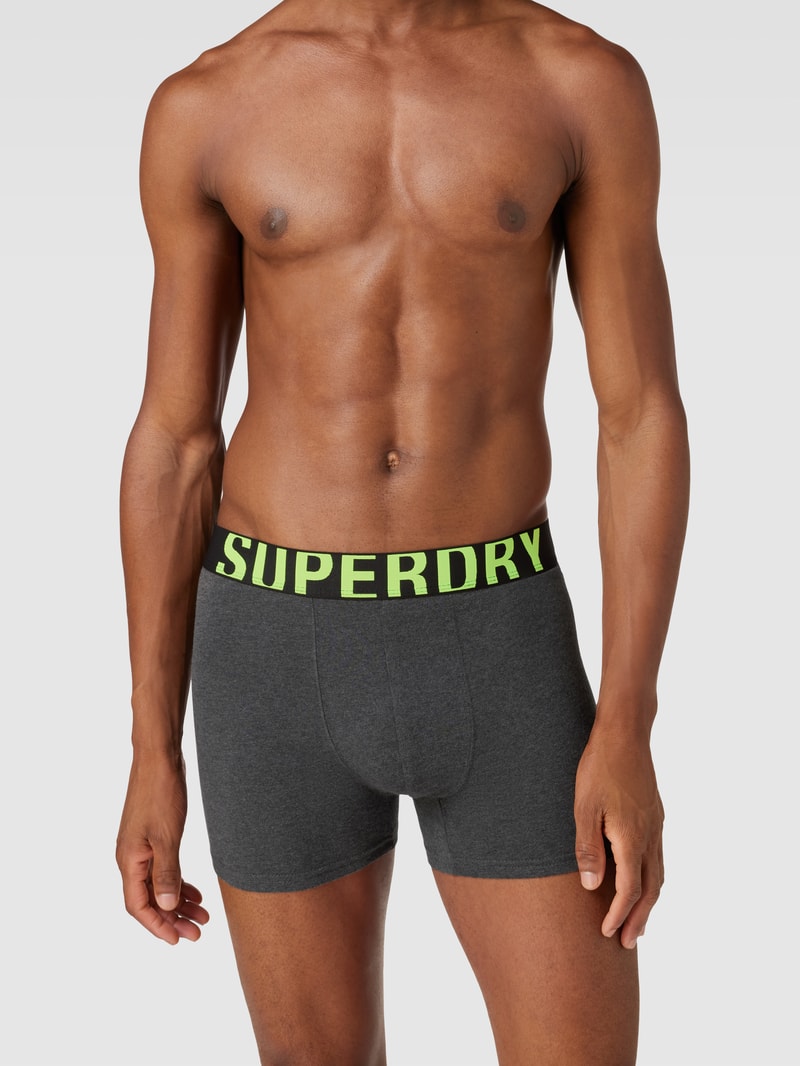 Boxershorts mit elastischem Logo-Bund 2er-Pack in dunkelgrau meliert