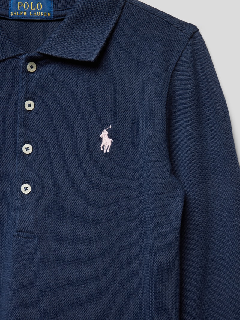 Polokleid mit Label-Stitching in marineblau