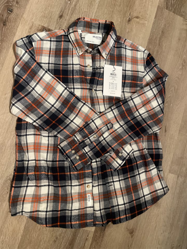SELECTED HOMME Hemd - Relaxed fit - in Schwarz/ Orange/ Bunt günstig kaufen S