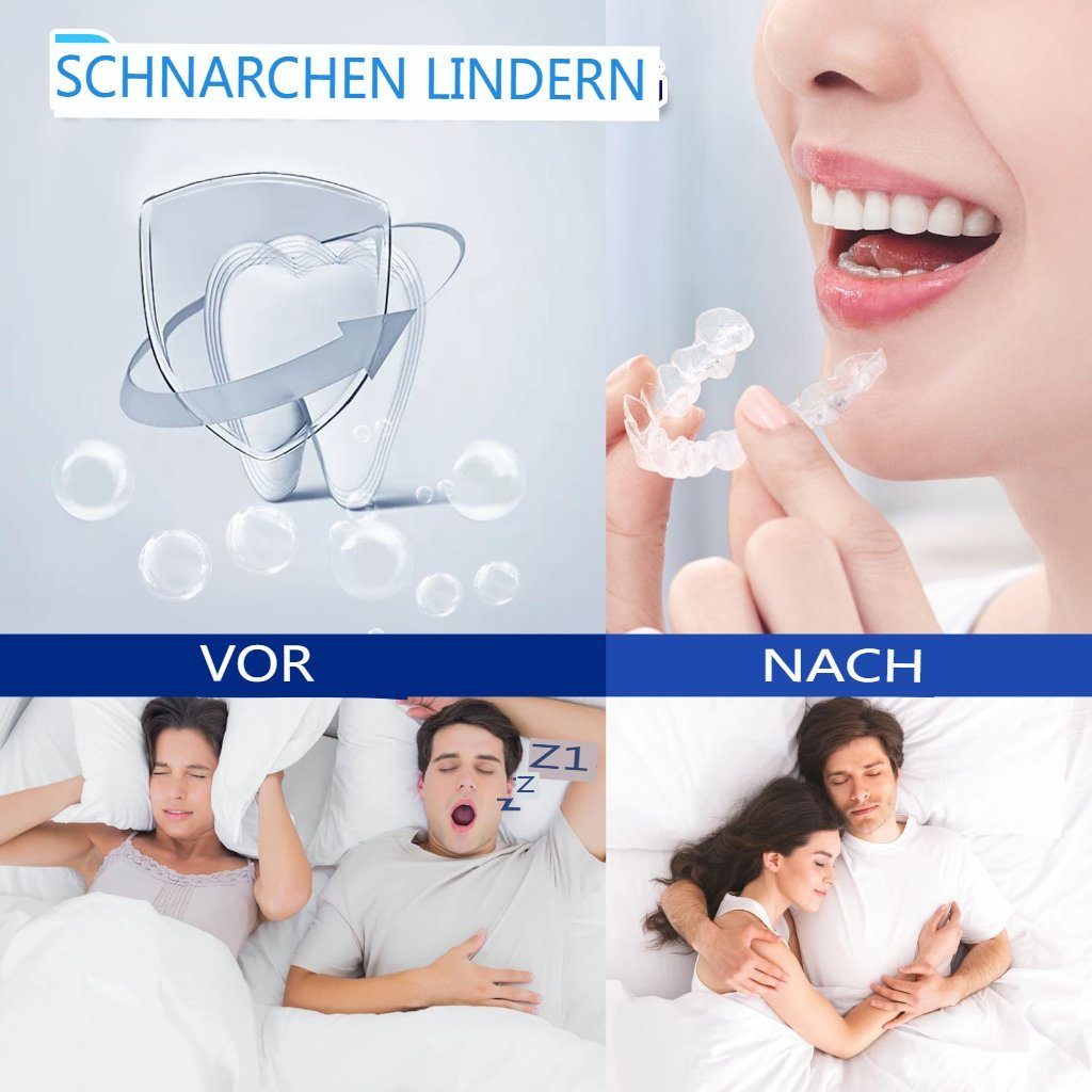 Beesjuy Zahnschutz (4-tlg), 4 Stück Aufbissschiene, Zahnschiene, Anti-Schnarchen, Zähneknirschen