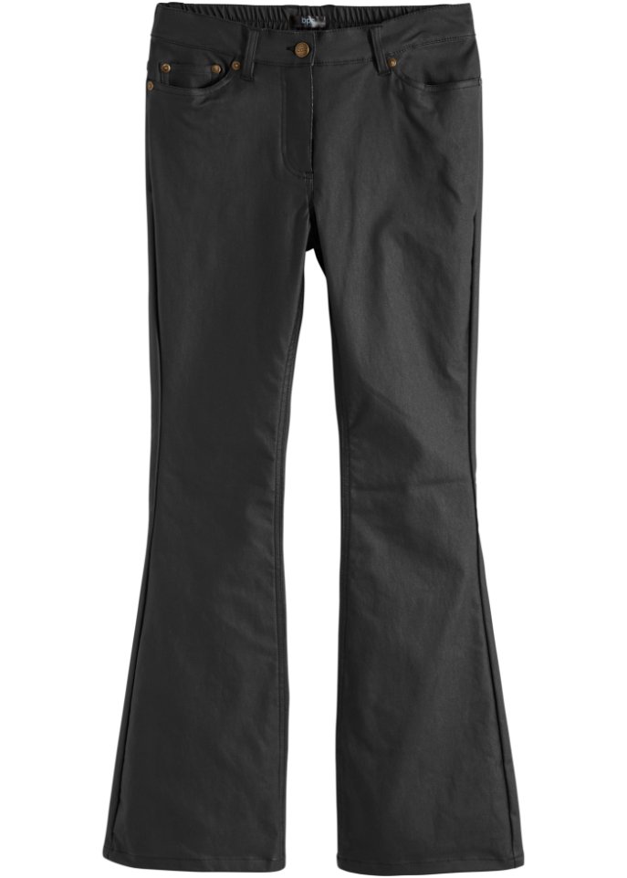 High-Waist-Stretch-Hose mit Beschichtung und Bequembund, Flared
