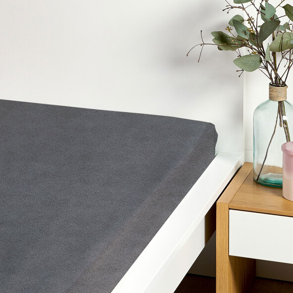 Supersoft Frottee-Stretch-Spannbetttuch, 90-100 x 200 cm, anthrazit