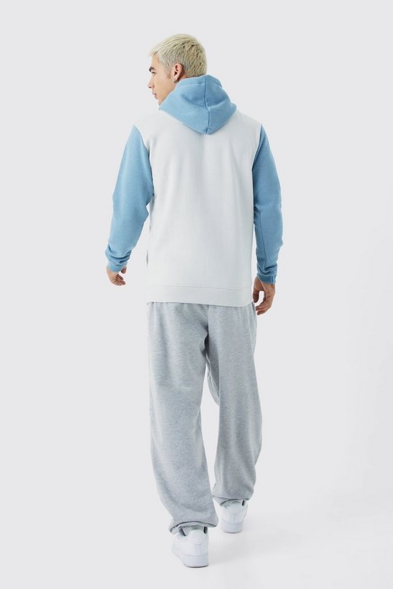 Slim-Fit Colorblock Hoodie mit Reißverschluss
