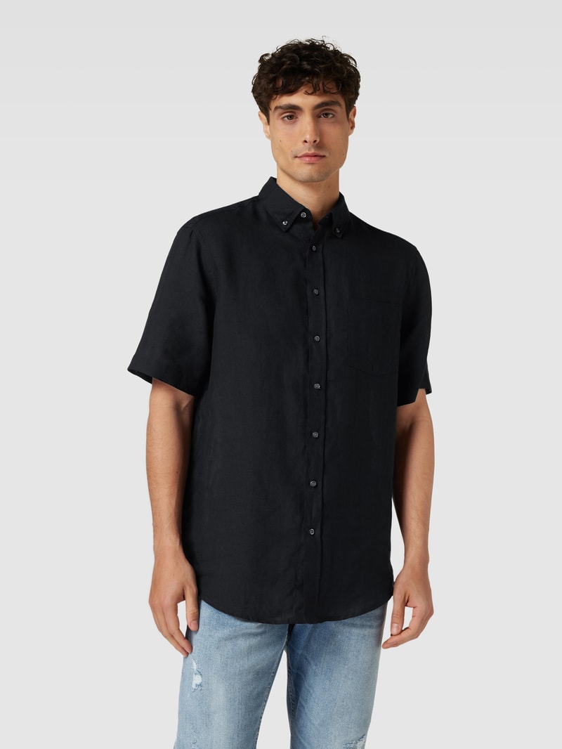 Freizeithemd mit Button-Down-Kragen in schwarz