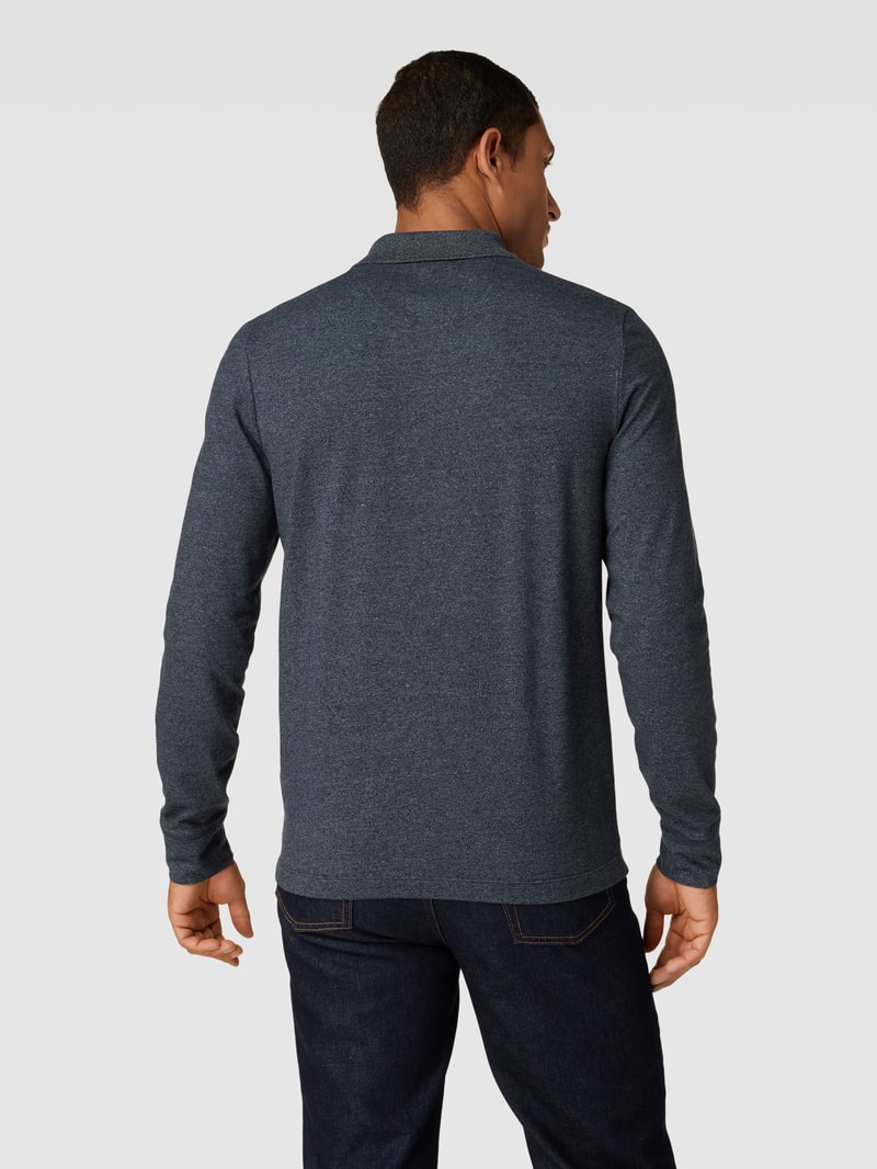 Longsleeve mit Polokragen und kurzer Knopfleiste in marineblau