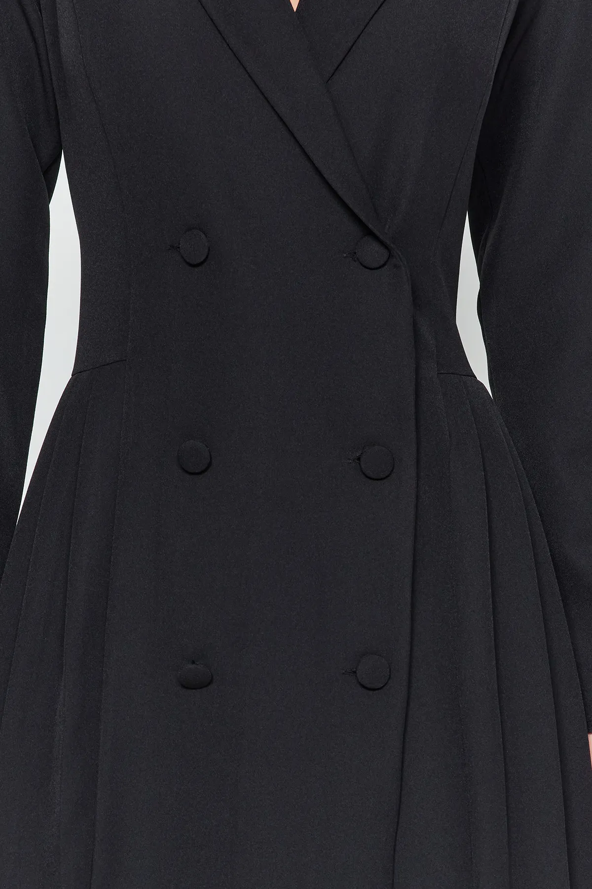 Trendyol Collection  Schwarzes plissiertes Mini-Jackenkleid aus Webstoff TWOAW24EL00295