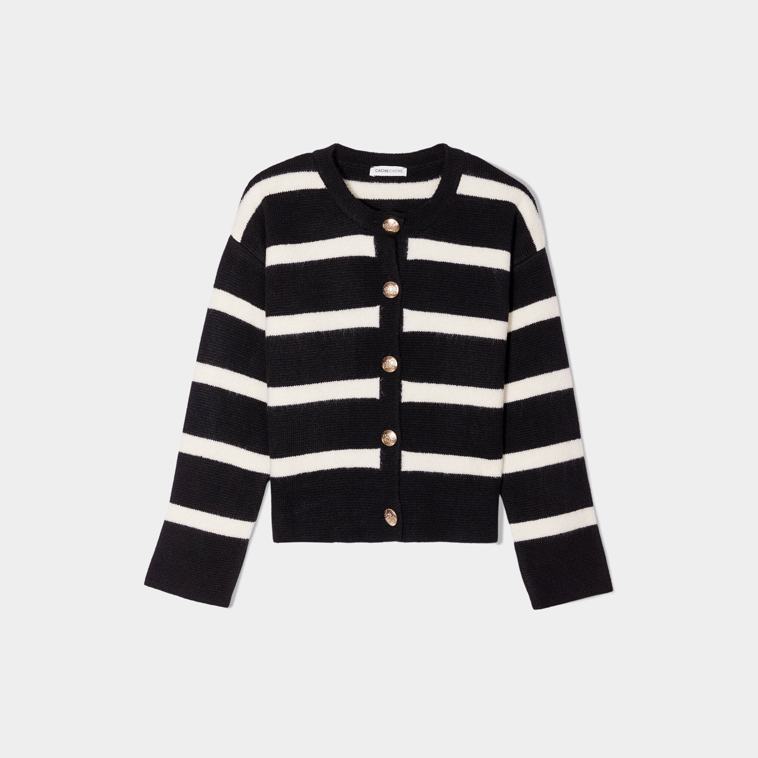 Veste boutonné col rond ecru femme | Cache Cache