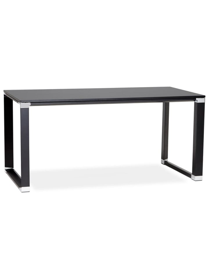 KADIMA DESIGN Schreibtisch 160x80 cm schlicht mit Chromakzenten, Holz & Metall in Schwarz günstig kaufen