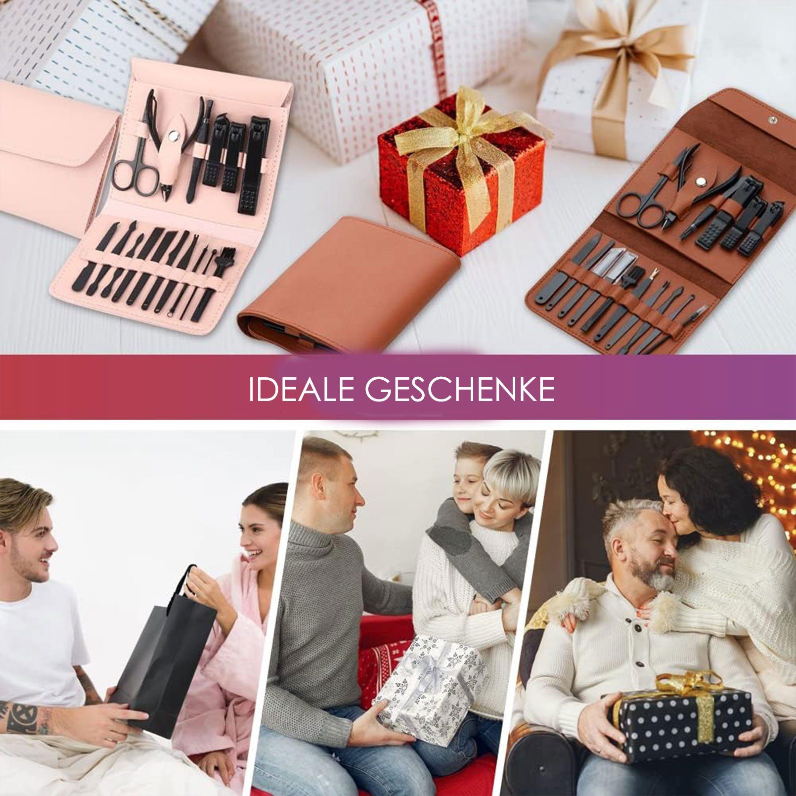 KEAYOO Maniküre-Etui Nagelknipser, 16 tlg., mit Aufbewahrungstasche