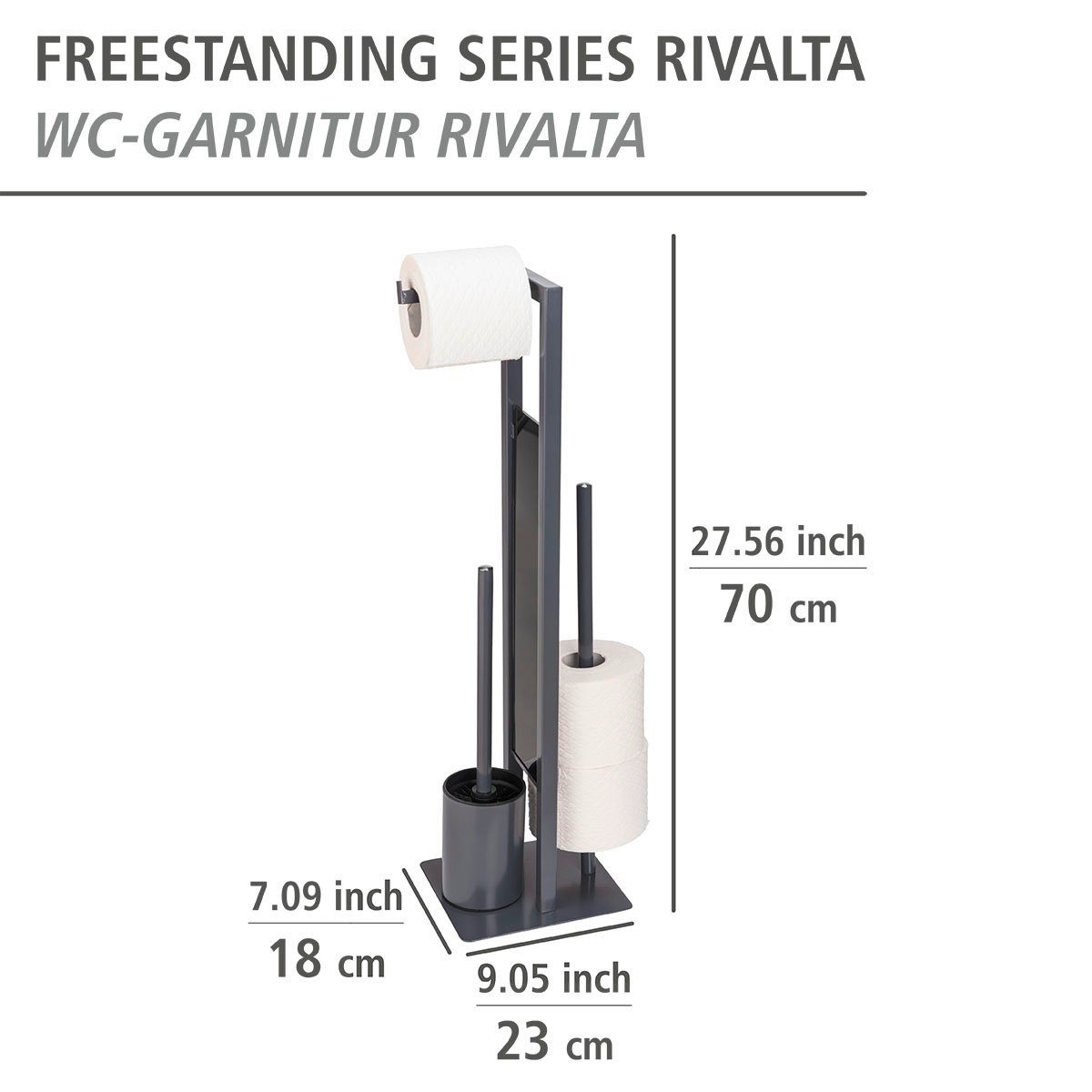 WENKO WC-Garnitur Rivalta, grau, Platte aus Sicherheitsglas