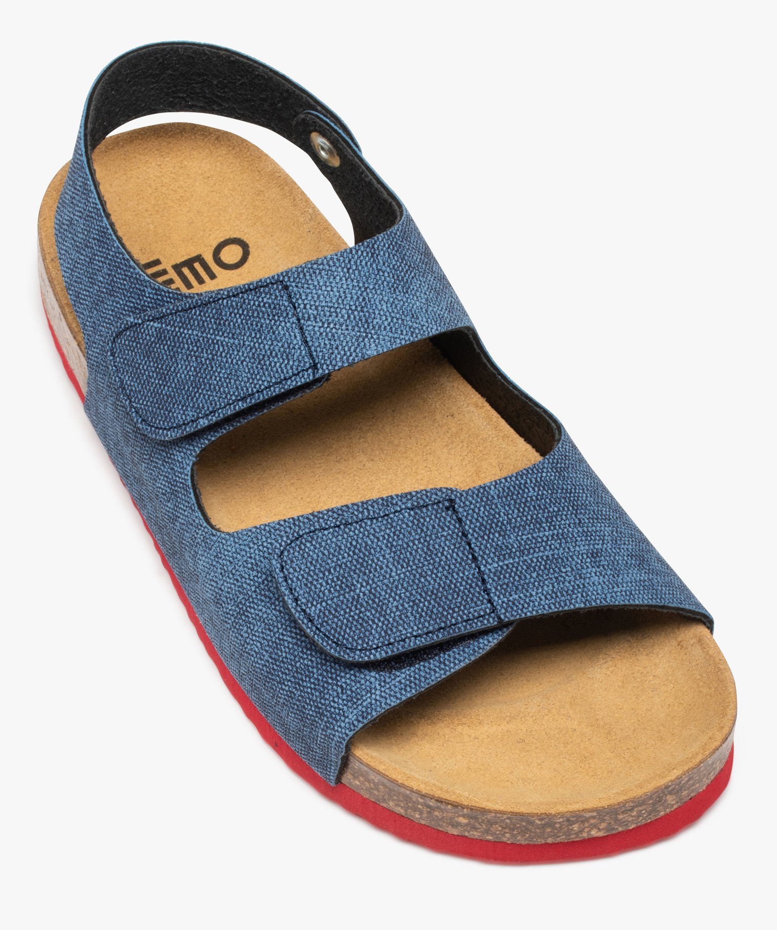 Sandales Garçon en toile denim avec brides à scratch bleu | GEMO