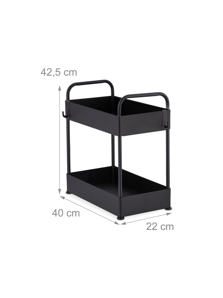 relaxdays Unter Waschbecken Regal in Schwarz - (B)22 x (H)42,5 x (T)40 cm günstig kaufen onesize