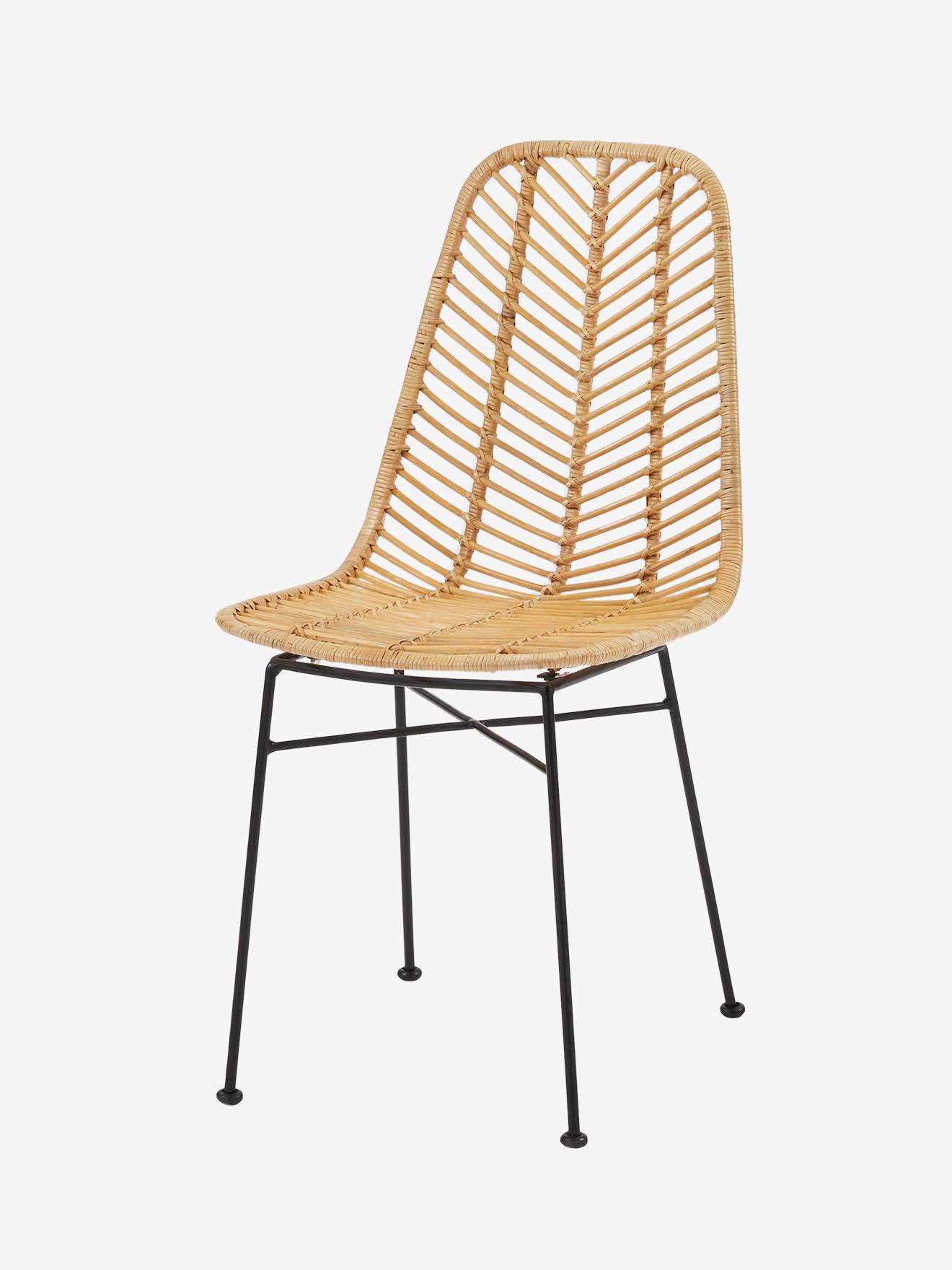 Vertbaudet Kinder Stuhl aus Rattan BOHO - natur/schwarz