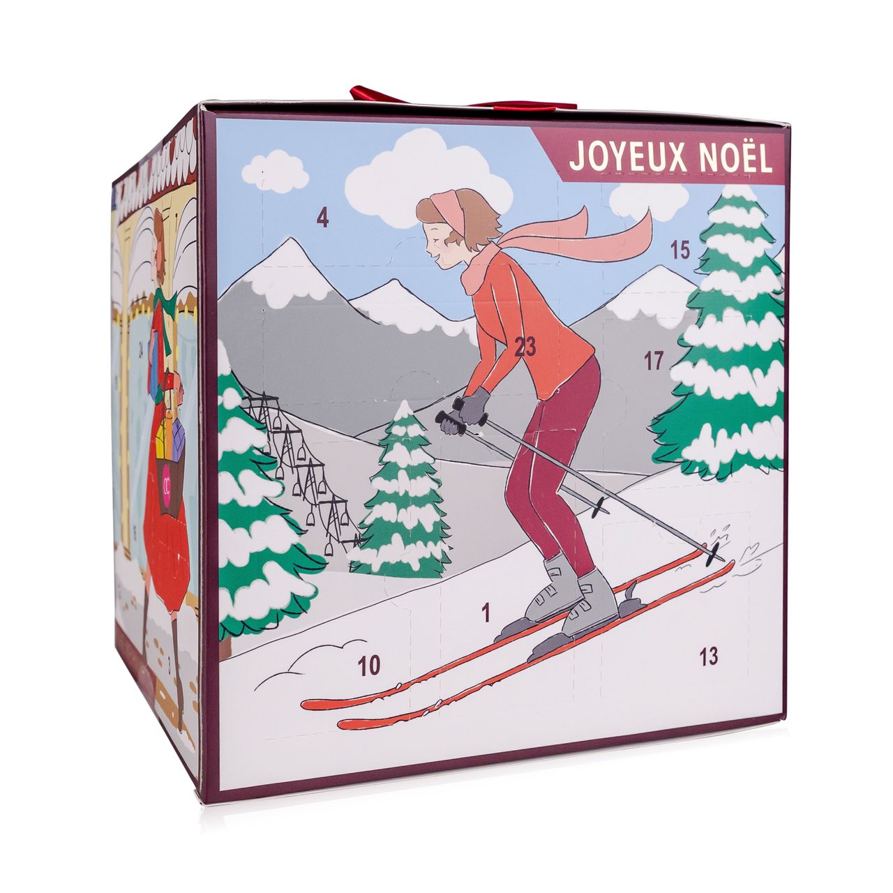 accentra Adventskalender LA BELLE FEMME NOEL in würfelförmiger Box mit Schleife