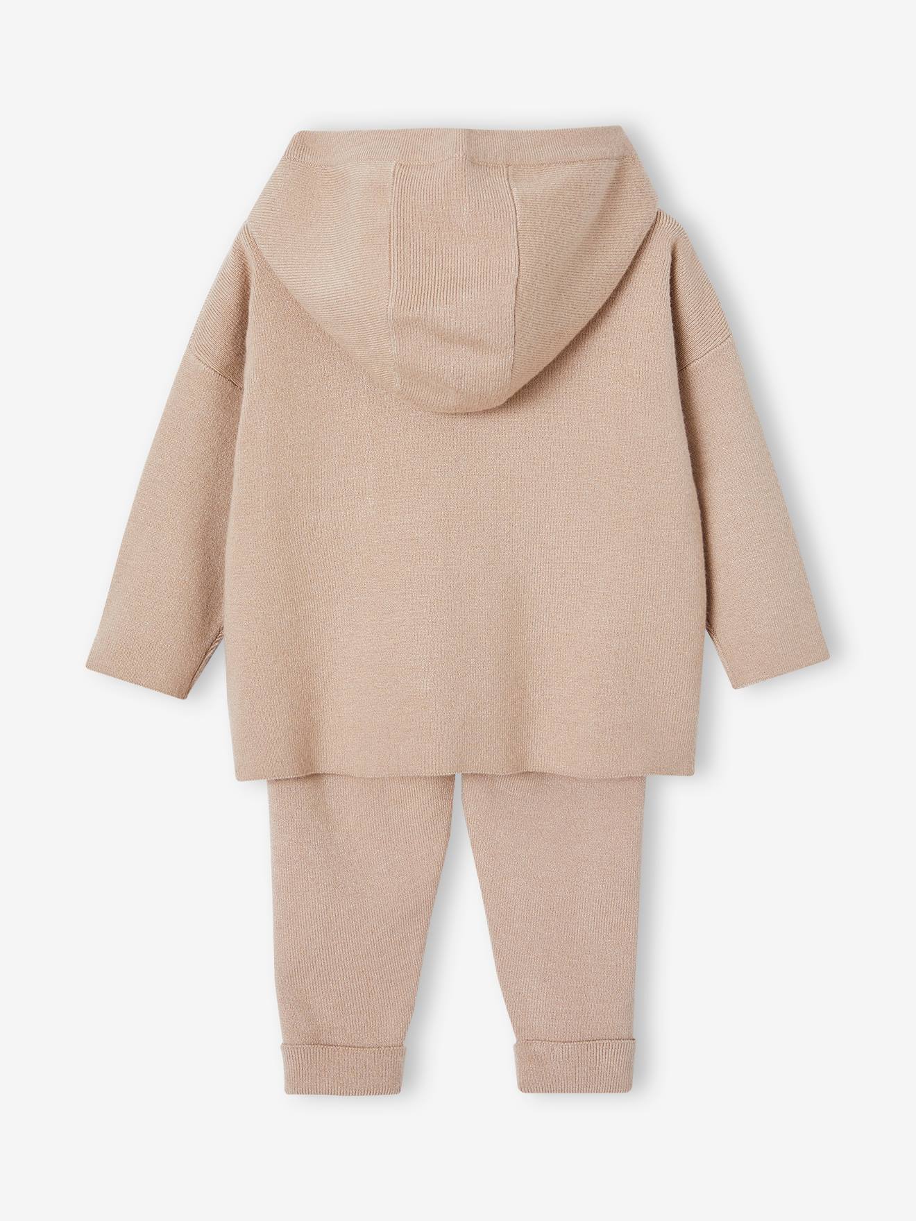Ensemble bébé en tricot pull + pantalon cappuccino