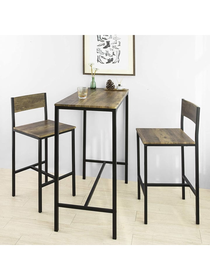 SoBuy Bartisch in Braun und Schwarz - Tisch(B)89 x (H)100 x (T)45cm/Stuhl(B)38 x (H)95 x (T)40cm günstig kaufen onesize