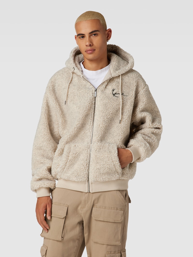 Sweatjacke mit Logo-Detail Modell 'Metal Signature' in beige
