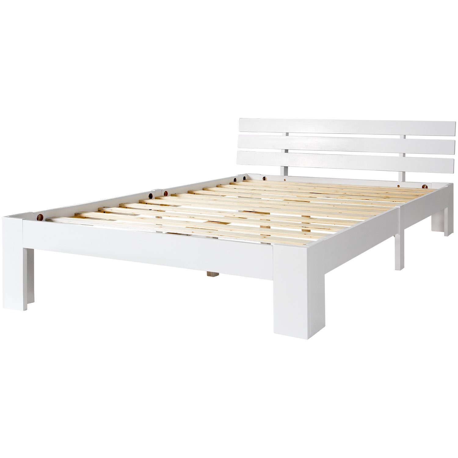 PHOEBE CAT Massivholzbett (1-tlg., Maasivholzbett), Doppelbett mit Kopfteil und Lattenrost, 200 x 140 cm Futonbett