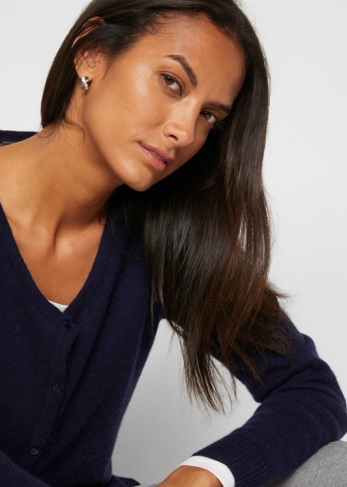 Wollstrickjacke mit Good Cashmere Standard®-Anteil