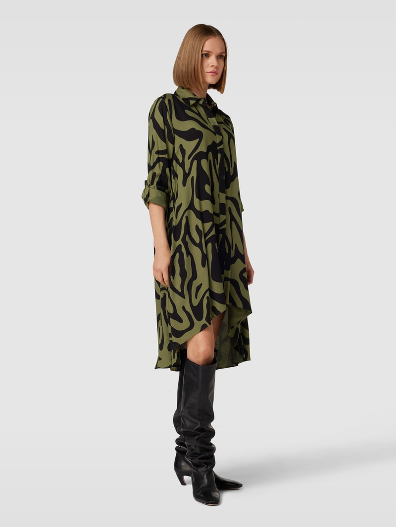 Blusenkleid aus Viskose mit Allover-Muster in khaki