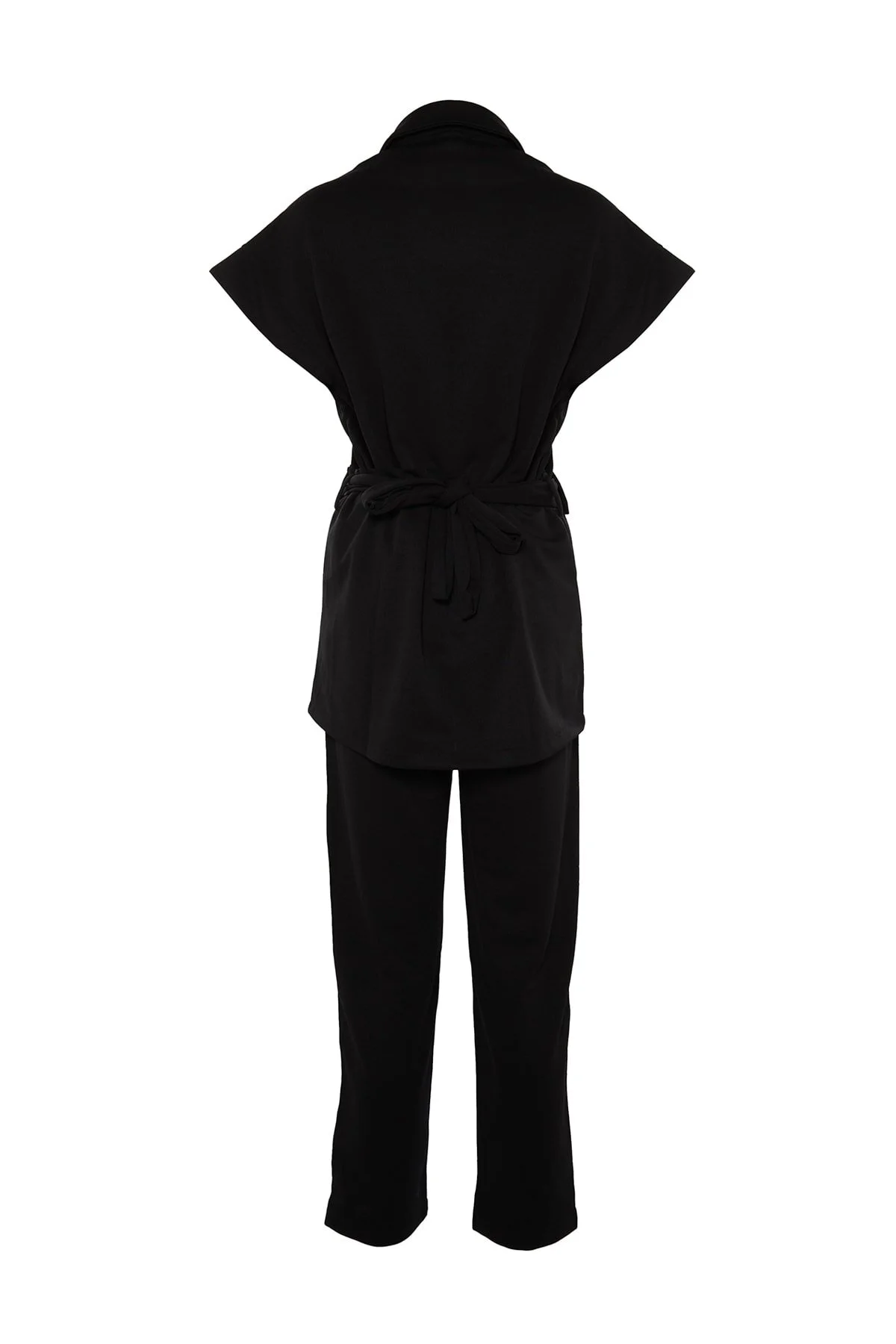 Trendyol Modest  Schwarz-goldener Strickanzug mit Weste und Hose mit Knöpfen TCTAW22US0062