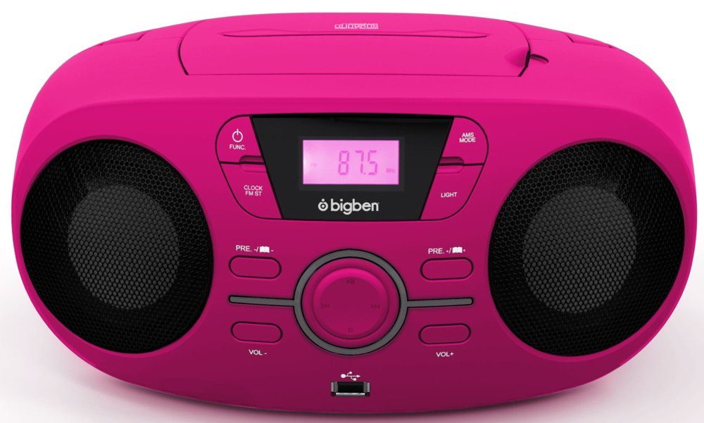 BigBen tragbarer CD Player CD61 pink USB MP3 FM Radio AUX-IN AU363180 CD-Player