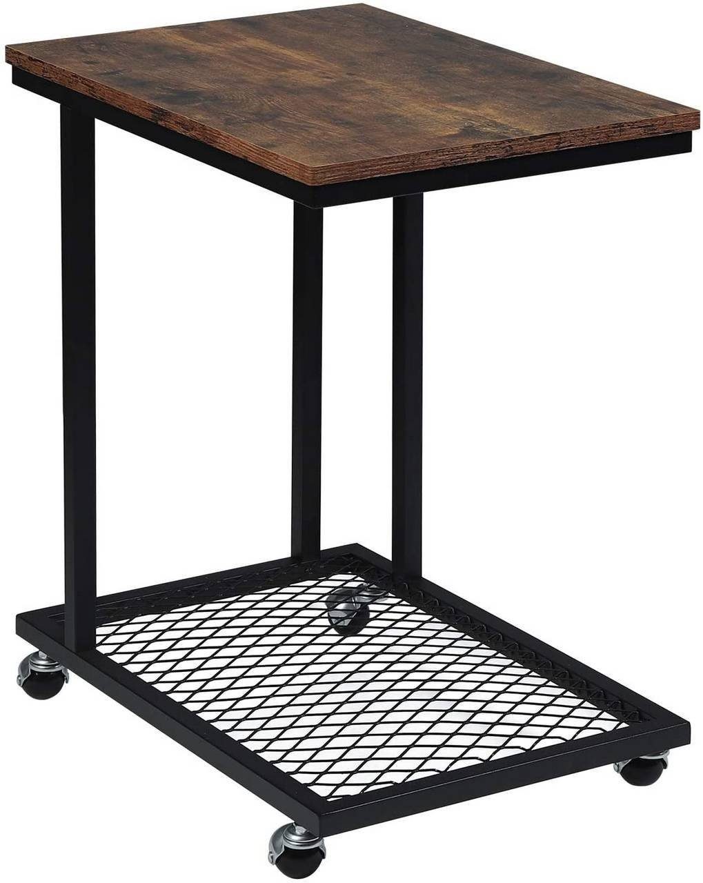 Woltu Couchtisch, Beistelltisch mit Rollen aus MDF Metall Industriedesign
