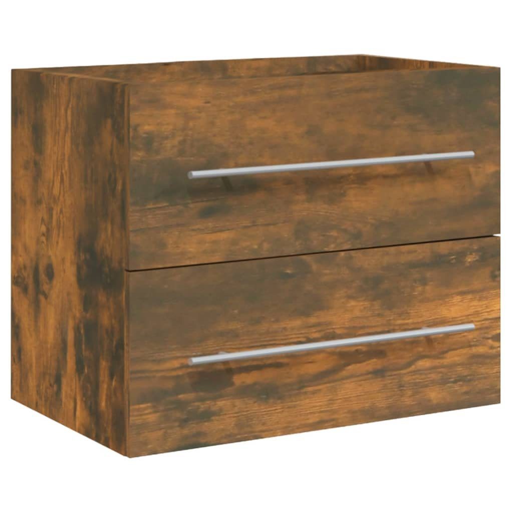 vidaXL Badezimmerspiegelschrank Waschbeckenschrank mit Einbaubecken Räuchereiche Holzwerkstoff (1-St)