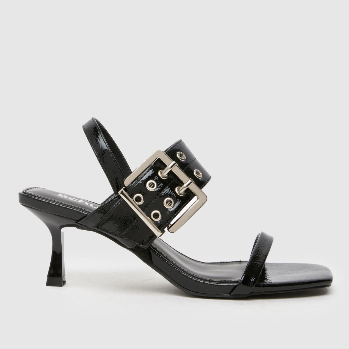 Schuh – Safia – Svarta lågklackade skor med spänne och hardwear-motiv