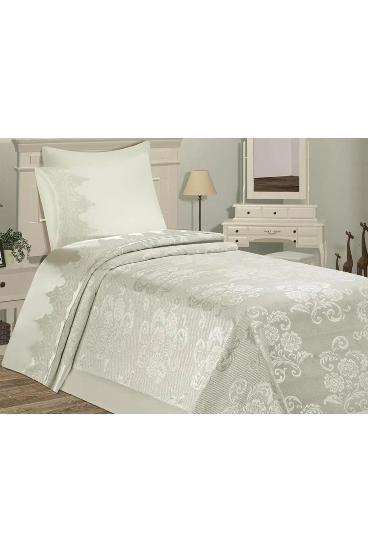 Çeyiz Diyarı  Einzelnes Piqué-Set Creme