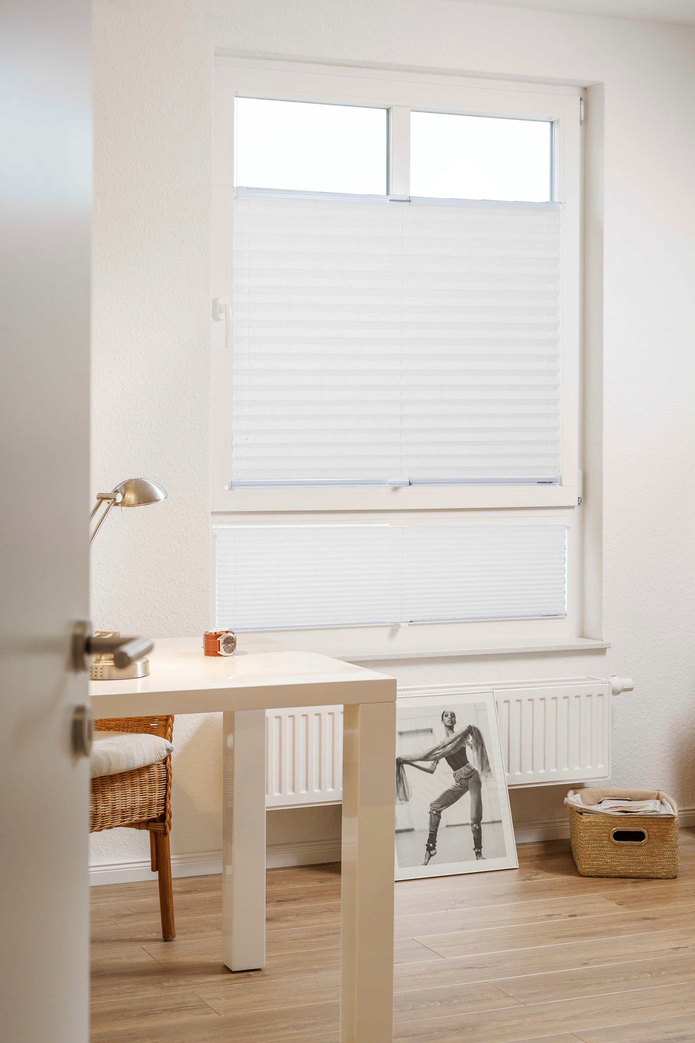 Klebe-Plissee One Size Style Plain, sunlines, blickdicht, ohne Bohren, verspannt, Haftfix, Höhe 190cm