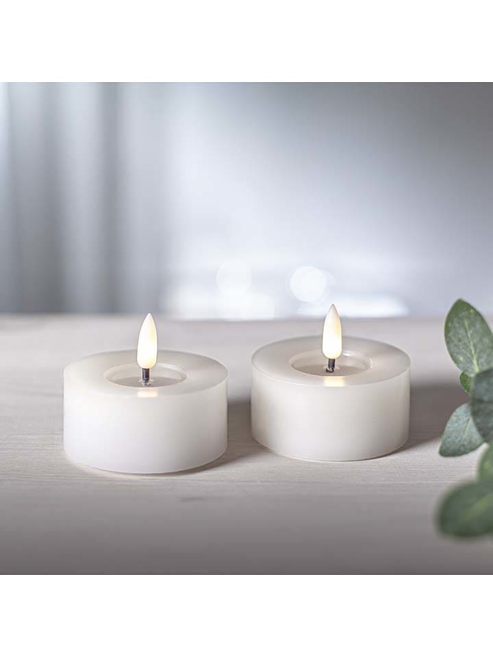 STAR Trading 2er-Set: LED-Wachskerzen in Weiß - (H)5,5 x Ø 7 cm günstig kaufen onesize