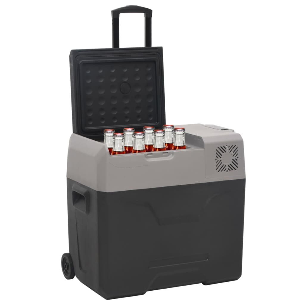 vidaXL Kühlbox Kompressor Kühlbox mit Rollen und Adapter Schwarz Grau 30 L Camping V