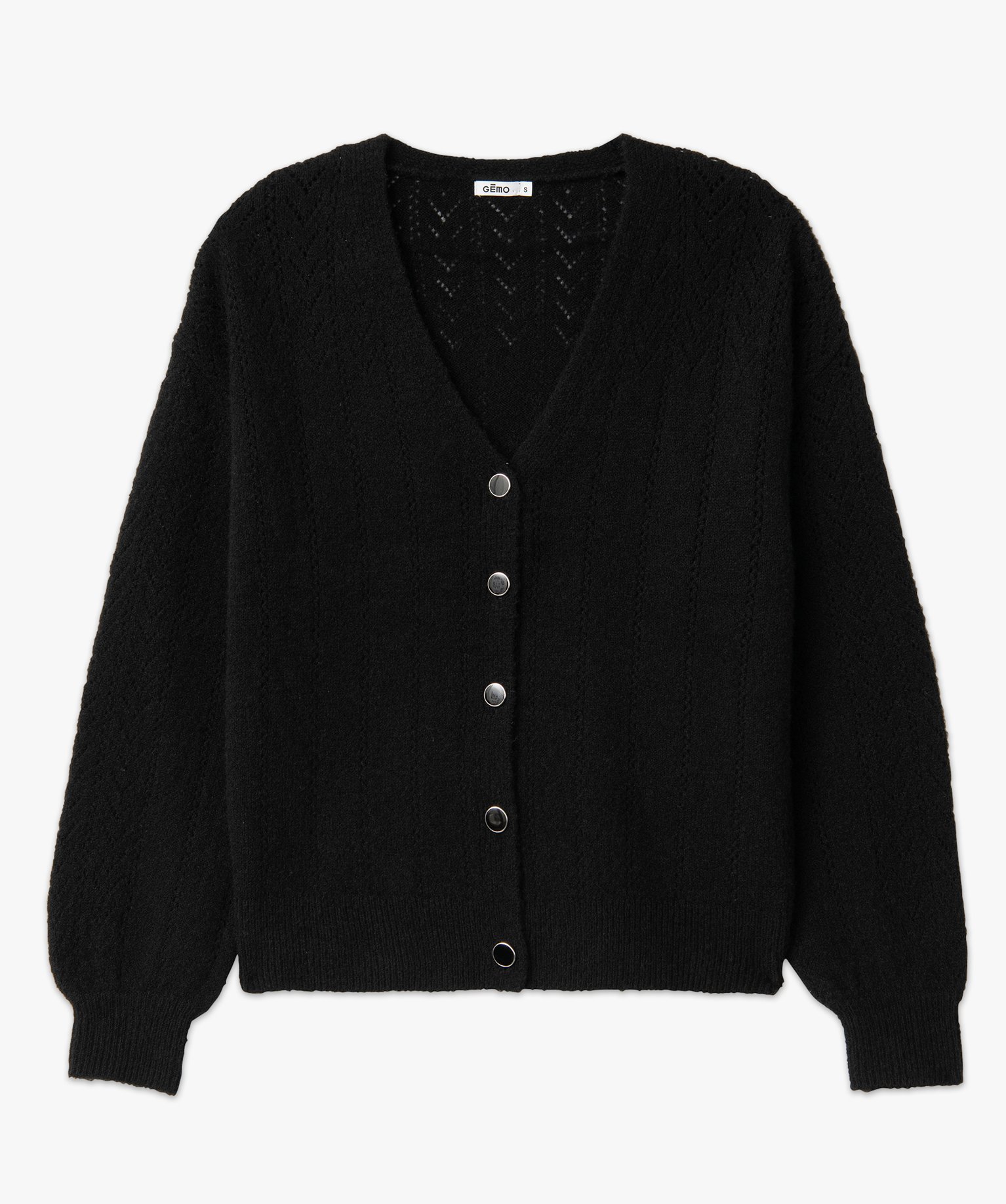Gilet coupe droite en maille douillette ajourée femme noir | GEMO