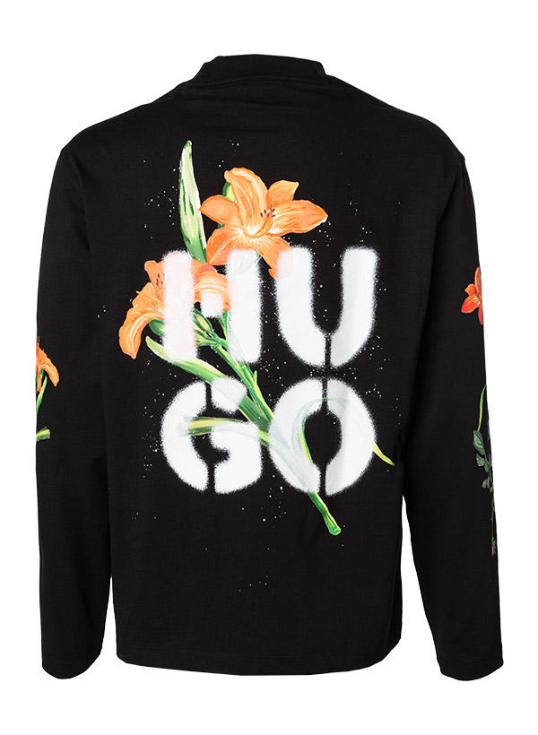 HUGO, Longsleeve, Baumwolle, schwarz