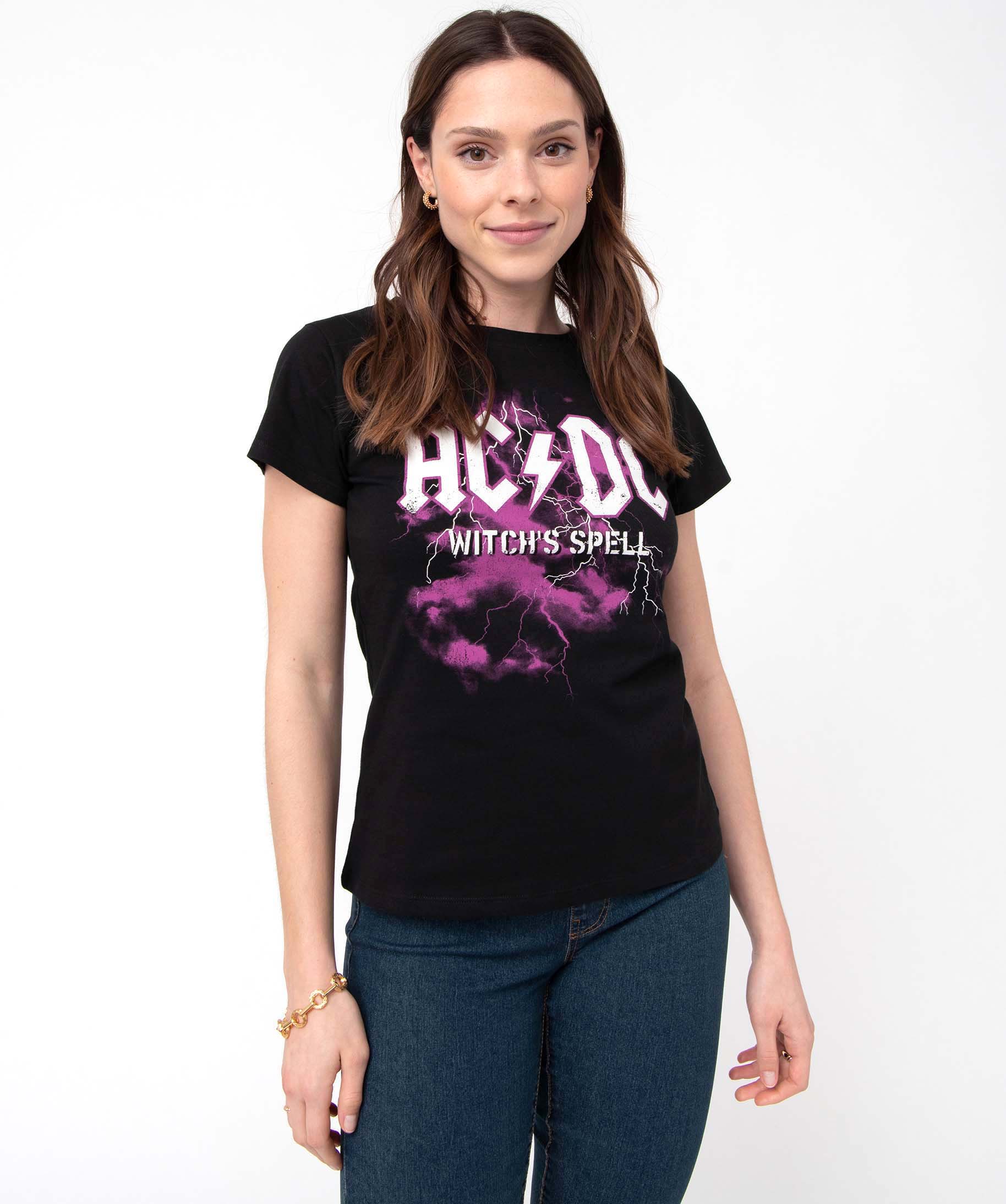 Tee-shirt femme à manches courtes imprimé - AC/DC noir | GEMO