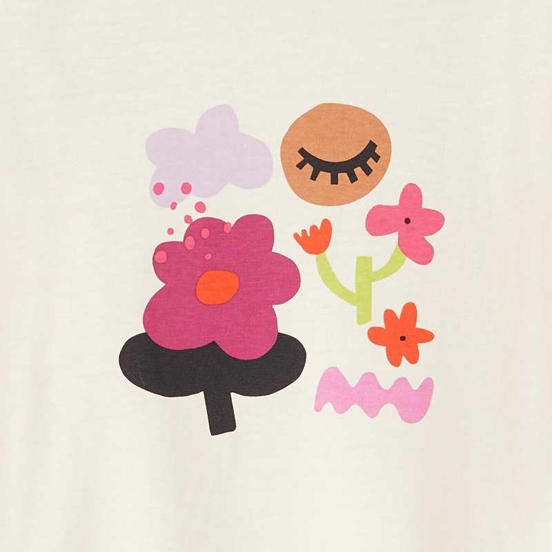 T-shirt à imprimés bébé fille blanc cassé en coton recyclé Catimini