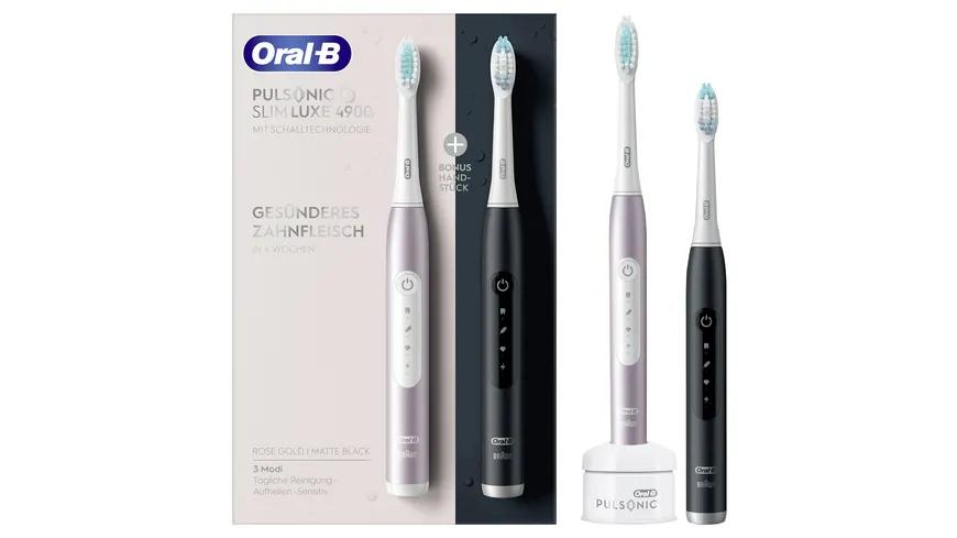 Oral-B Elektrische Zahnbürste Pulsonic Slim Luxe 4900 Schwarz/Rosegold mit 2. Handstück