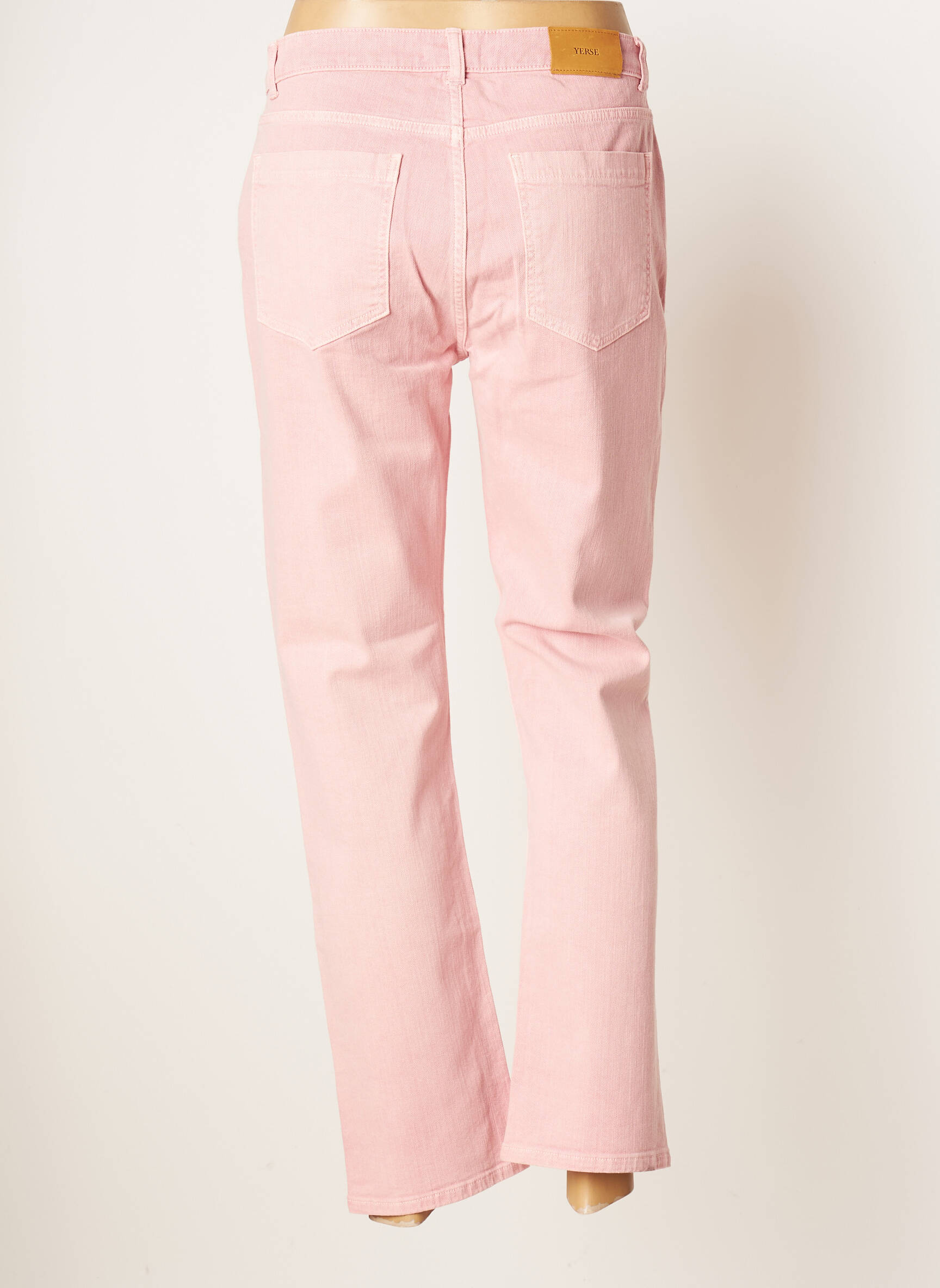 Yerse Jeans Coupe Droite Femme couleur rose