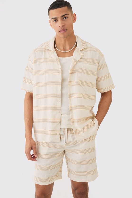 Oversized Short Sleeve Open Weave Shirt & Short Set