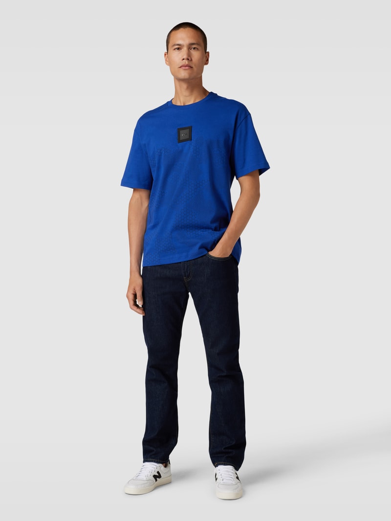T-Shirt mit Label-Patch Modell 'Talboa Lotus' in royalblau
